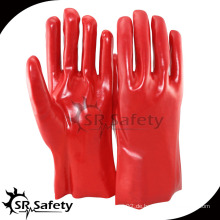 Baumwoll-Interlock voll beschichteter roter Handschuh-PVC-Handschuh